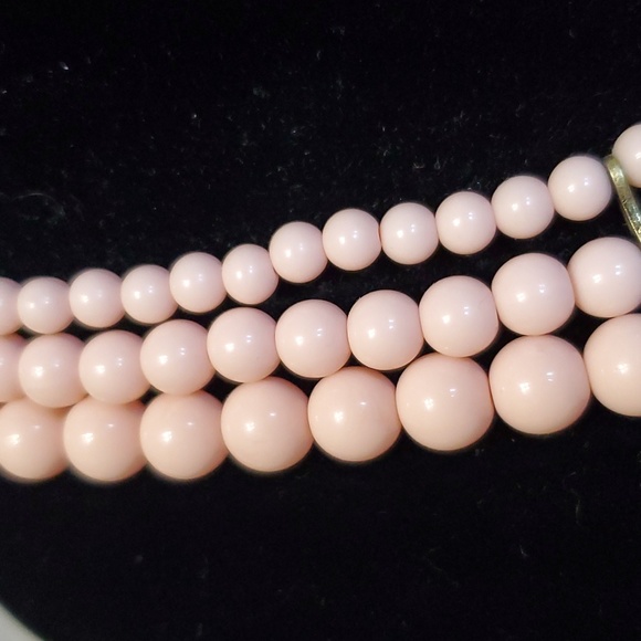 Talbots multi-strand layered pink and crystal stone necklace. - Picture 4 of 5